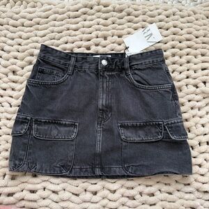 Zara Black / Charcoal Mini Cargo Skirt